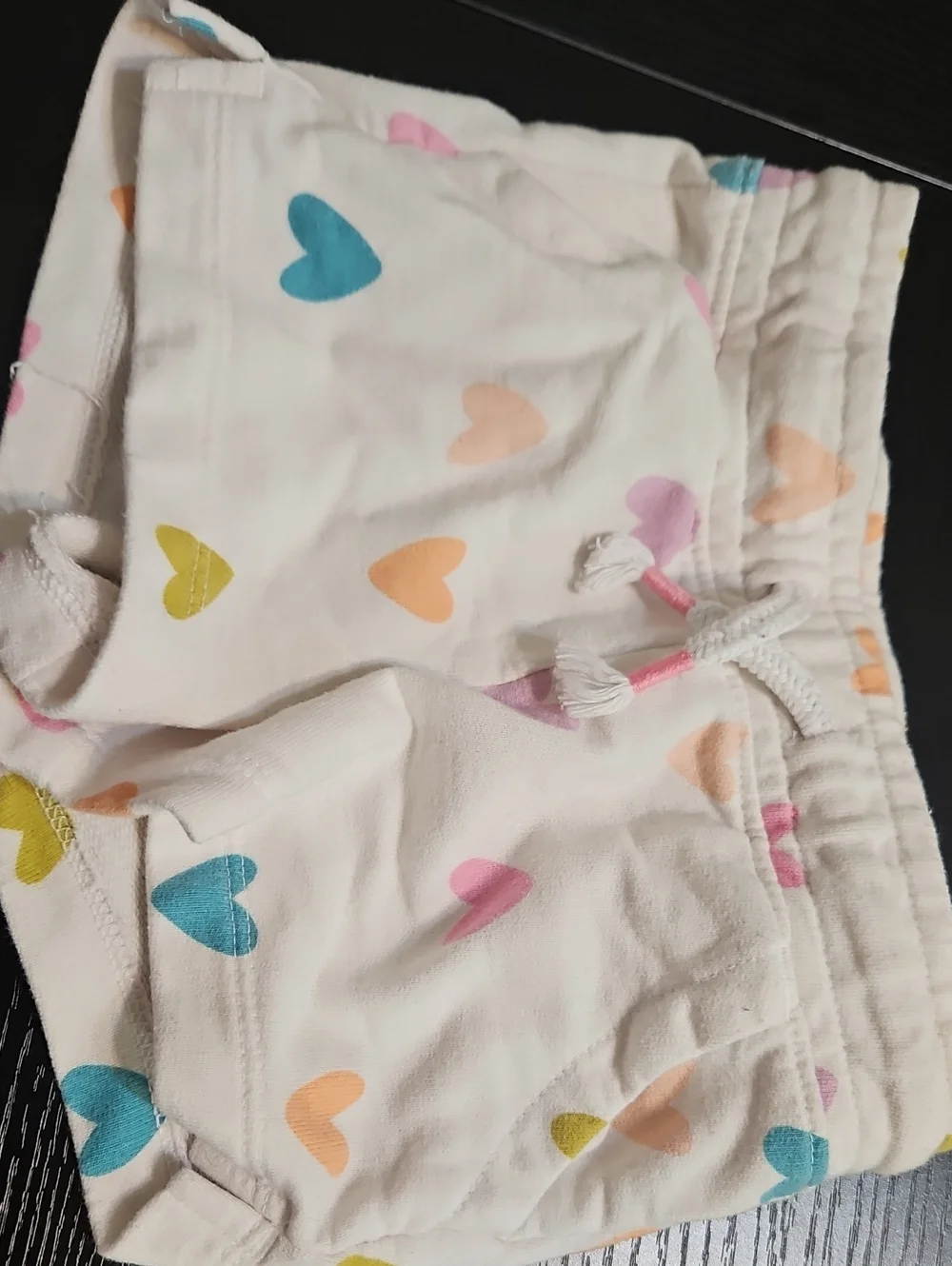 Cat & Jack white Shorts with pink heart trim